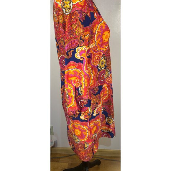 Jude Connally Dress Sz M Paisley Print Bright Colorful Boho 3/4 Sleeves Quality - Picture 8 of 9
